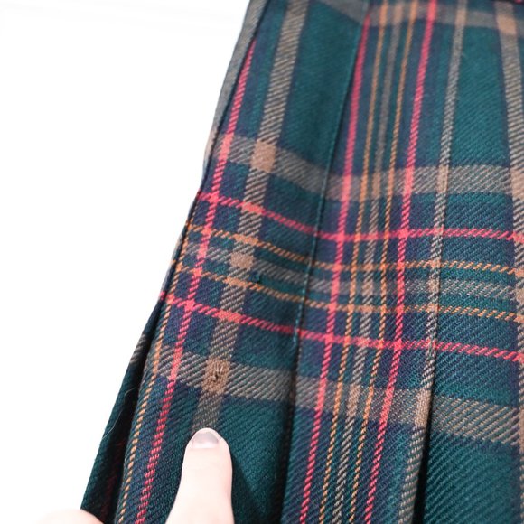 The Edinburgh Collection Scottish Wool Plaid Tartan Print Skirt Green Size 16 - Picture 2 of 9